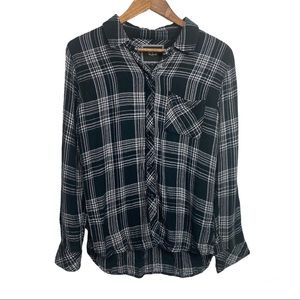 Rails Black & White Hunter Rayon Button down Top Flannel Size Small